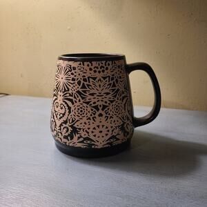 OPAL HOUSE RAISED RELIEF BOHO LOTUS FLOWER‎ DESIGN LARGE COFFEE TEA MUG CUP